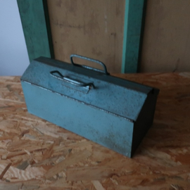 Kist koffer gereedschap metaal blauw VERKOCHT