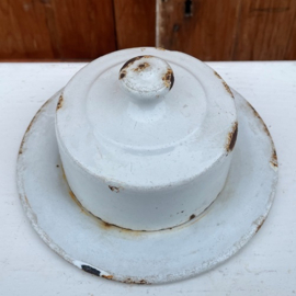 Stolp botervloot boter cloche emaille wit