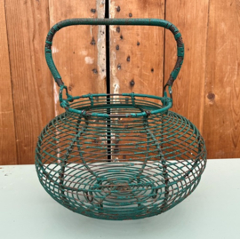 Draadmand groen metaal eiermand Frankrijk