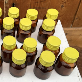 Flesje vaas glas bruin origineel apotheek
