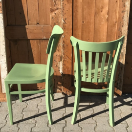 Eetkamer stoel cafe hout oud groen VERKOCHT