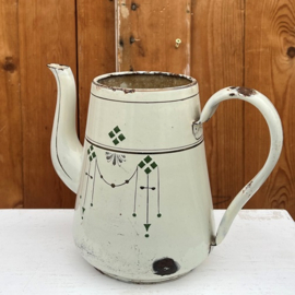Pot emaille koffiepot creme groen VERKOCHT
