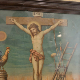 Afbeelding Jezus aan kruis hout lijst 47 x 56,5