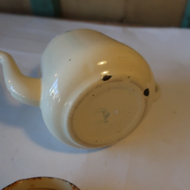 Pot emaille theepot creme Ø 12 cm origineel