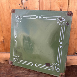 Emaille groen wandbord 44,5 x 45 VERKOCHT