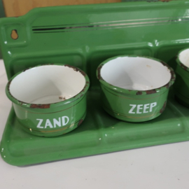 Zand zeep soda emaille groen origineel