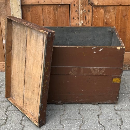 Voor u Opa Voorstellen Houten kist koffer origineel hout deksel plat | Koffers en kisten |  Floortjes Beurs