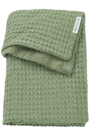 Deken wafel teddy olive green