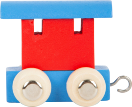 houten eindwagon blauw/rood