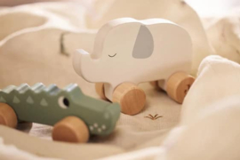 houten olifant op wielen