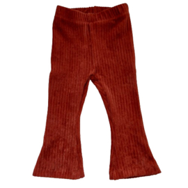 Flared pants, rib roestbruin