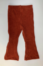 Flared pants, rib roestbruin