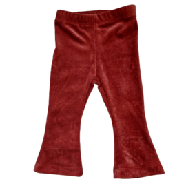 Flared pants, velours roestbruin