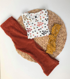 Flared pants, rib roestbruin