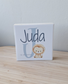 letterblok geboortebord leeuw 8x8cm