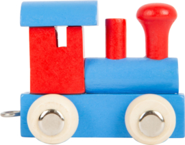 houten locomotief blauw/rood