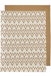 laken Ikat sand/toffee, set van 2