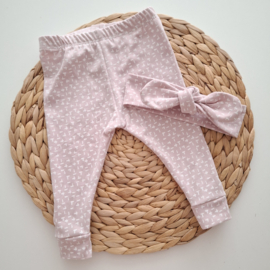 babysetje broekje en haarband roze