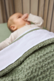 Deken wafel teddy olive green