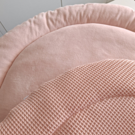 Boxkleed rond velours/wafel  roze