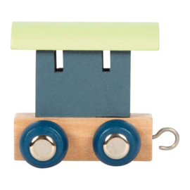 houten eindwagon polar mint / blauw