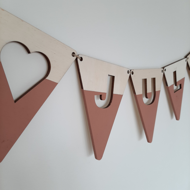 Naamslinger terra houten vlag hout stof | www.kleintjebaby.nl