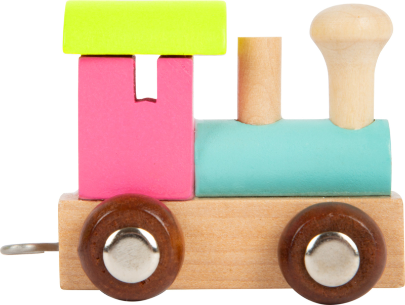 houten locomotief roze/groen/blauw/neutraal