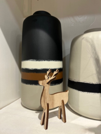 Vaas zwart/beige/bruin 28cm hoog