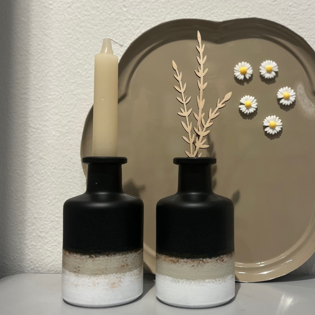 Vaasje zwart beige bruin