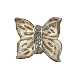 Porseleinen Vlinder met Magneet (Bruin/Wit) Ø 10cm