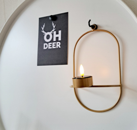 Wand theelichthouder goud ovaal