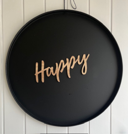 Tekst "Happy" hout magneet