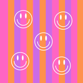 Tegeltje Smileys Paars Oranje Roze