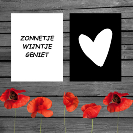 Tuinposter zwart hartje 60 x 80cm