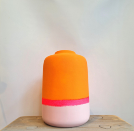 Vaas oranje/roze 22cm hoog