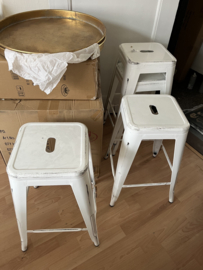 4 vintage barkrukken wit - ALLEEN AFHALEN