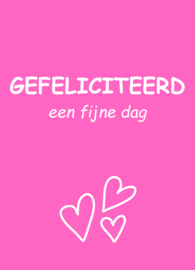 Kaart Gefeliciteerd roze