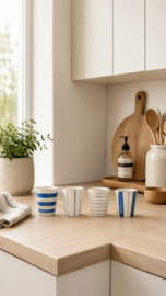 Set van 4 mokken – Blauwe & groene keramieken koffiemokken – 160 ml