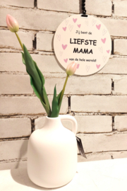 Muurcirkel wooncirkel Moederdag 20cm zwart wit roze