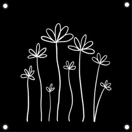 Tuinposter zwart bloemen  30 x 30cm