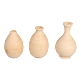 Mini vaasjes hout 3 stuks