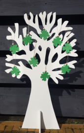 Wenskaartje wit met groen klavertje vier 25 stuks
