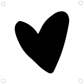 Tuinposter wit zwart hartje  30 x 30cm