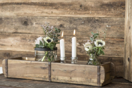 Decoratieve houten opbergbak met 2 vakken – Authentieke Indiase steenmal