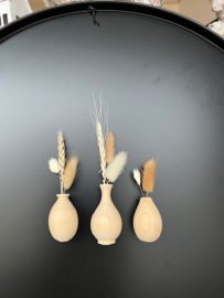 Mini vaasjes hout 3 stuks