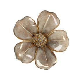 Porseleinen Bloem met Magneet (Bruin/Wit) Ø 10cm