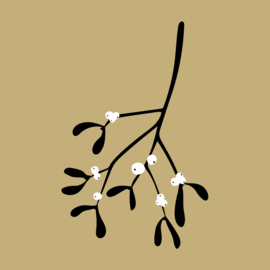 Vierkante wenskaart Mistletoe van natuurkarton – 9,8 x 9,8 cm