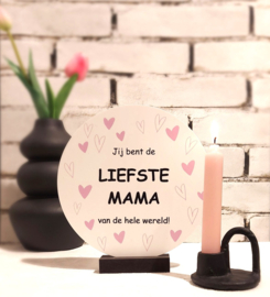 Muurcirkel wooncirkel Moederdag 20cm zwart wit roze