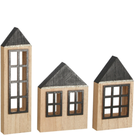 Set houten huisjes zwart