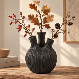 Zwarte stenen vaas – 25 cm